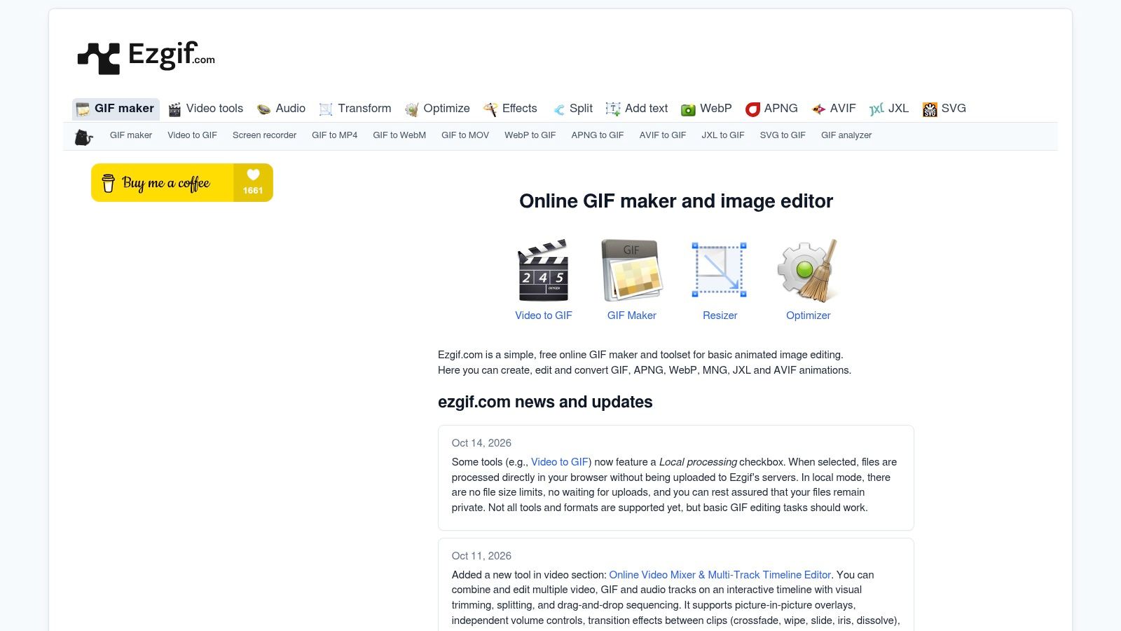 EZGIF, Optimizer Suite